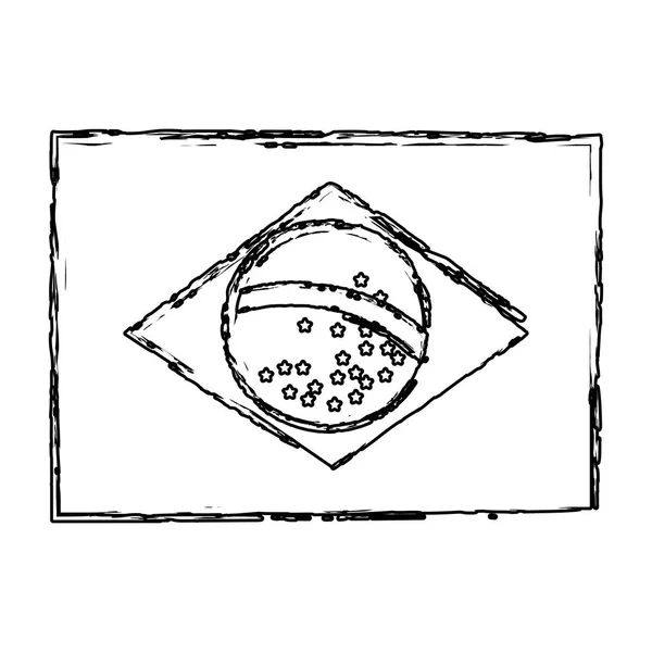 Drapeau brésilien icône isolée — Image vectorielle