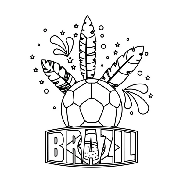 Bola de futebol com penas brasileiras — Vetor de Stock