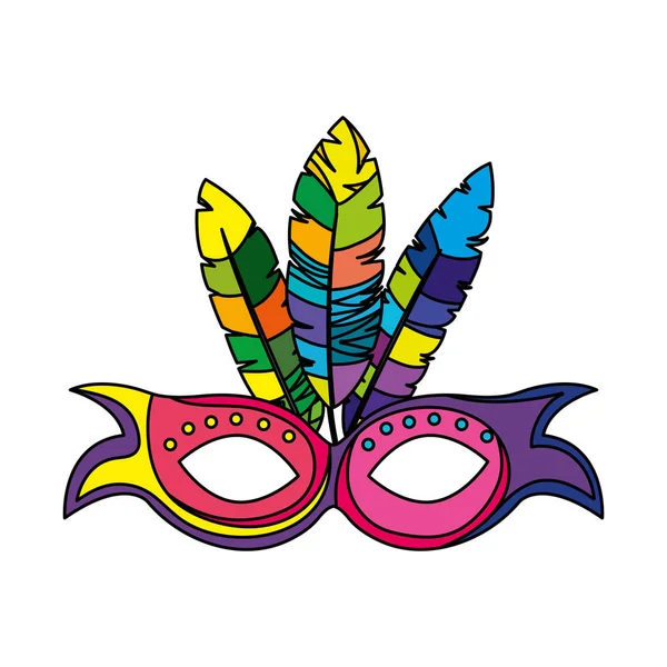 Máscara de carnaval brasileño con plumas — Archivo Imágenes Vectoriales