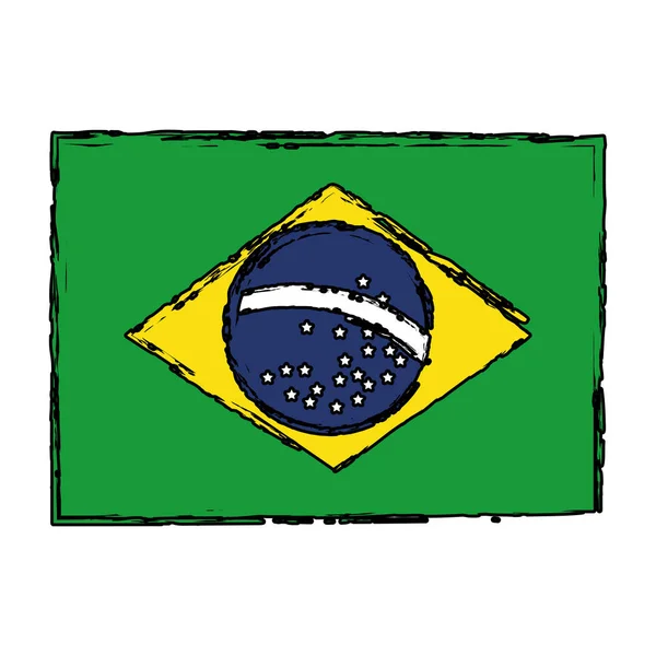 Ikona na białym tle flaga Brazylii — Wektor stockowy
