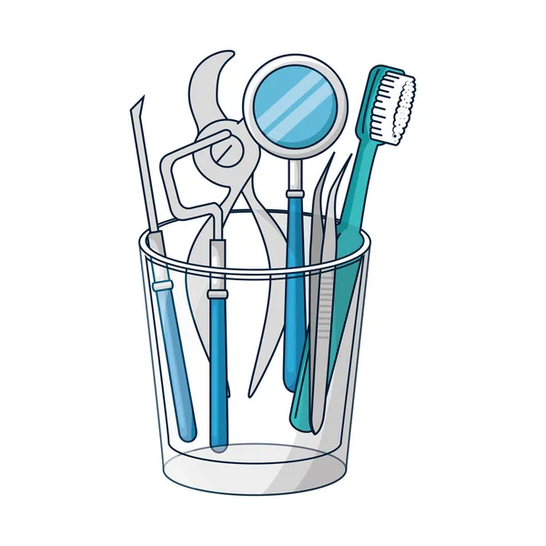 Zahnarztwerkzeuge in Glasausrüstung — Stockvektor