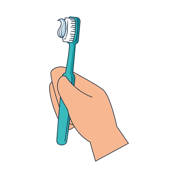 Hand with tooth brush — Stock Vector