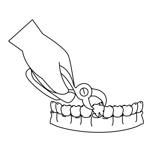 Zahnarzt zieht Zahn mit Zange — Stockvektor