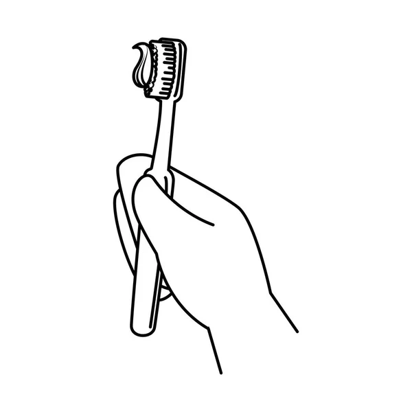 Main avec brosse à dents — Image vectorielle