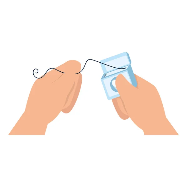 Mains à l'aide de fil dentaire — Image vectorielle