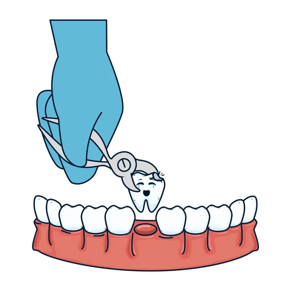 Dentista extraindo dente com alicate —  Vetores de Stock