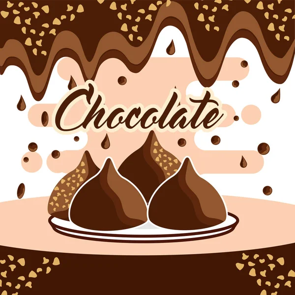 Chocolate candy card — Stock Vector