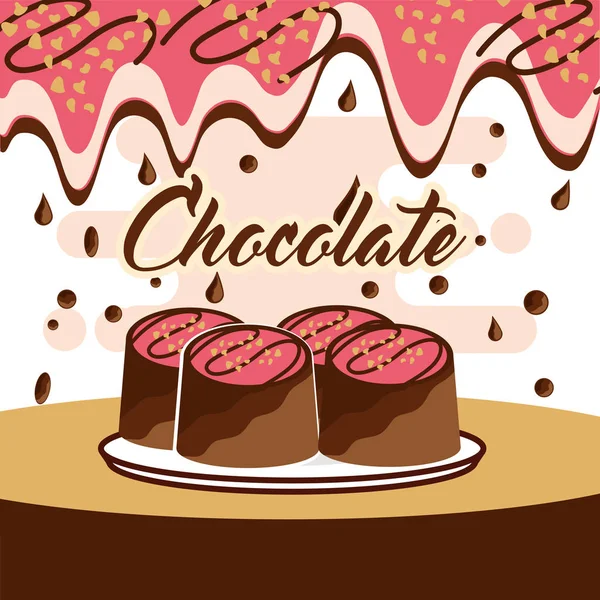 Tarjeta de chocolate caramelo — Vector de stock