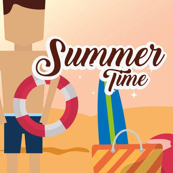 Playa hora de verano — Vector de stock