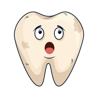 Komik diş üzgün kawaii karakter