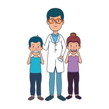 çocuklar hasta ile genç diş hekimi