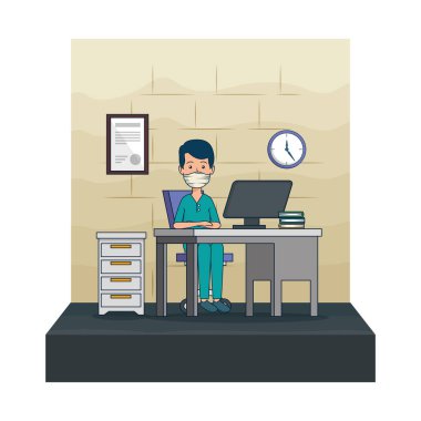 ofiste genç diş hekimi erkek