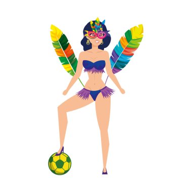 güzel Brezilyalı garota futbol balon ile