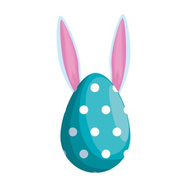 Tavşan kulağı Paskalya simgesi ile boyalı yumurta