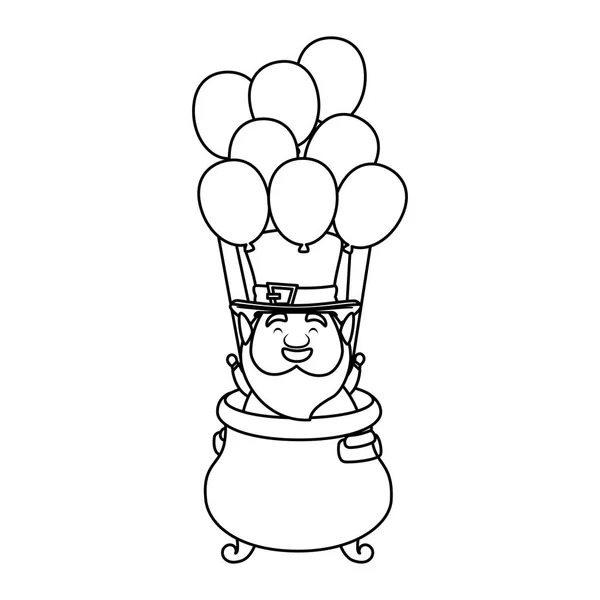 Leprechaun i kittel med ballonger helium — Stock vektor