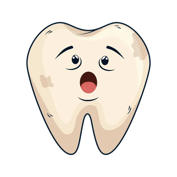Komik diş üzgün kawaii karakter — Stok Vektör