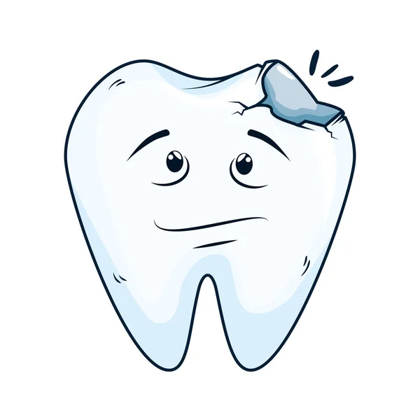귀여운 캐릭터를 깨진 만화 치아 — 스톡 벡터