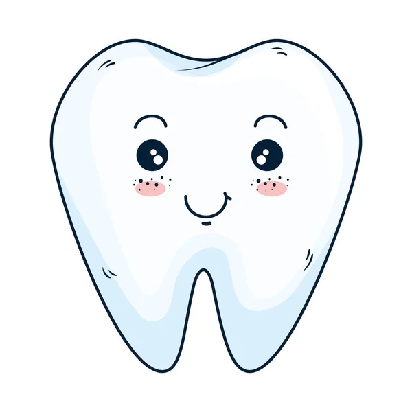 Komik diş mutlu kawaii karakter — Stok Vektör