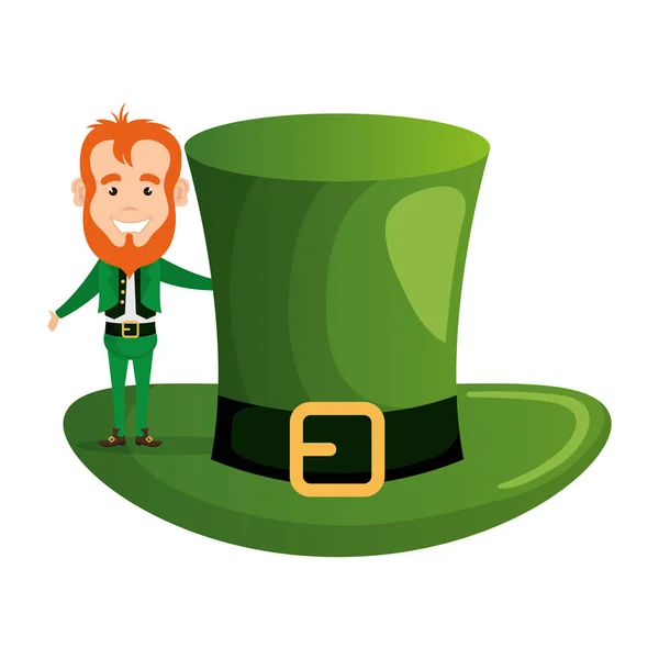 Leprechaun with classical hat saint patrick character — Stock Vector