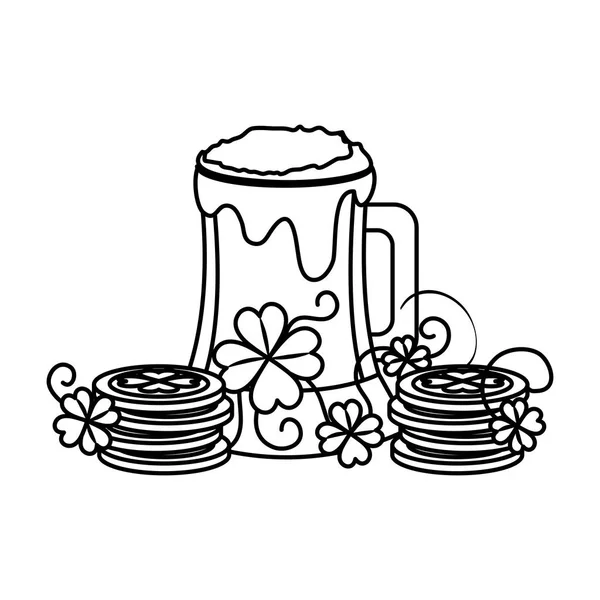 Pot de bière avec des pièces — Image vectorielle