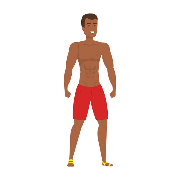 Joven atlético negro hombre carácter — Archivo Imágenes Vectoriales