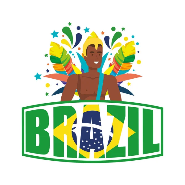 Brasilianische Tänzerin mit brasilianischem Label — Stockvektor