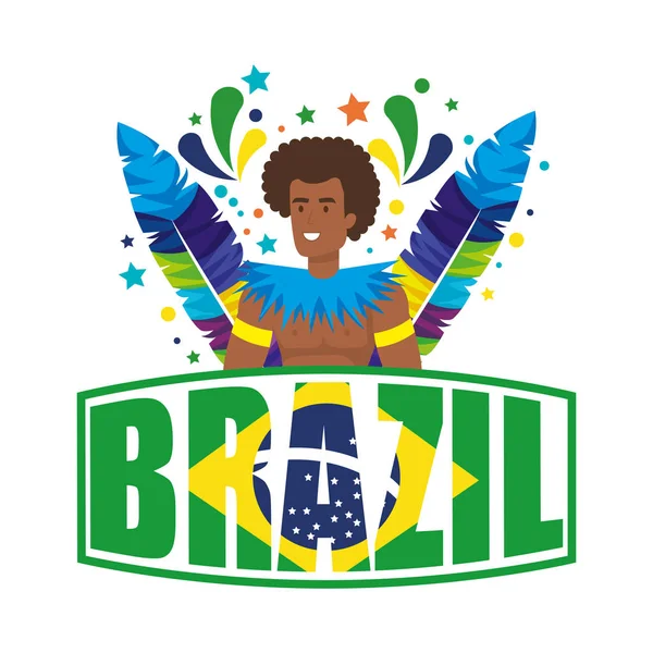 Ballerino brasiliano con etichetta brasiliana — Vettoriale Stock