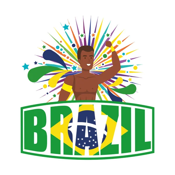 Brasileiro dançarino masculino com etiqueta brasil —  Vetores de Stock
