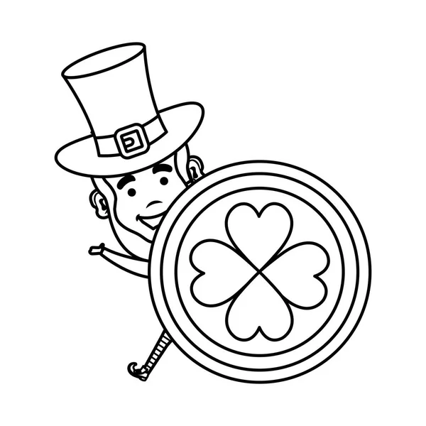 Leprechaun avec pièces saint patrick caractère — Image vectorielle