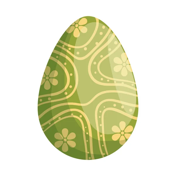 Ei bemalt frohe Ostern mit Blumen — Stockvektor