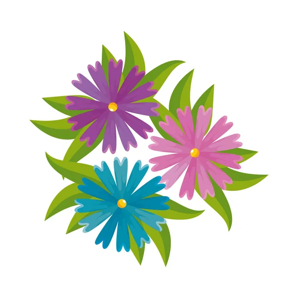 Mooie bloemen en bladeren decoratie — Stockvector