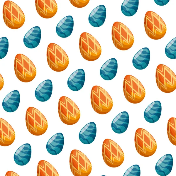 Eggs painted happy easter pattern background — Stock Vector