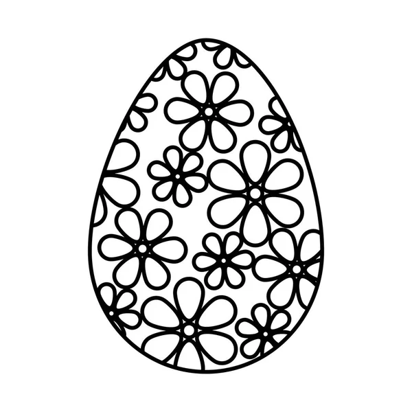Oeuf peint Pâques heureux avec des fleurs — Image vectorielle