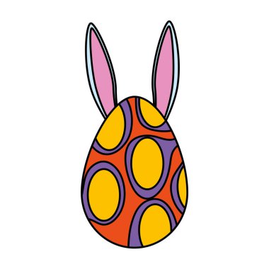 Tavşan kulağı Paskalya simge vektör çizim tasarım ile boyalı yumurta