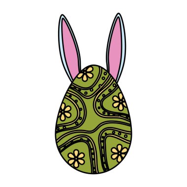 Tavşan kulağı Paskalya simgesi ile boyalı yumurta