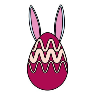 Tavşan kulağı Paskalya simgesi ile boyalı yumurta