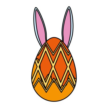 Tavşan kulağı Paskalya simgesi ile boyalı yumurta