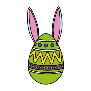 Tavşan kulağı Paskalya simgesi ile boyalı yumurta