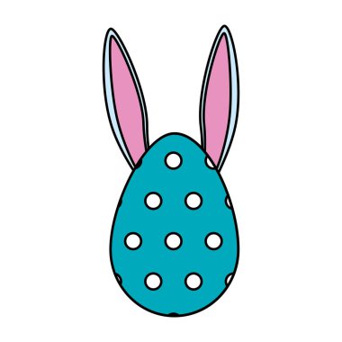 Tavşan kulağı Paskalya simgesi ile boyalı yumurta