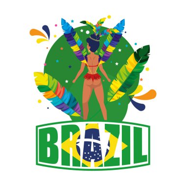 beautiful brazilian garota with brazil label clipart