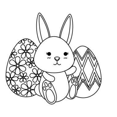 sevimli tavşan yumurta ile boyalı