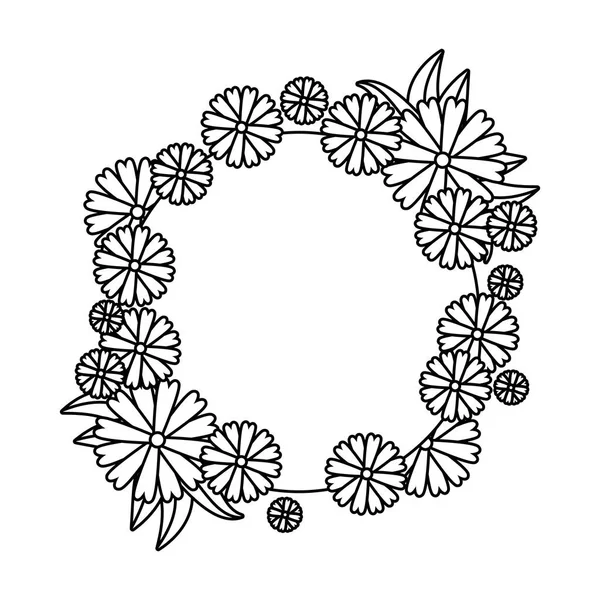 Kör alakú keret a virágok és levelek — Stock Vector
