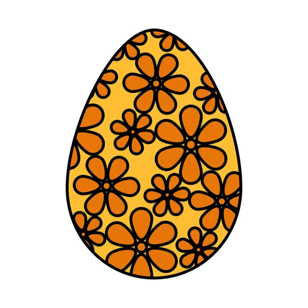 Αυγό βαμμένο καλό Πάσχα με λουλούδια — Διανυσματικό Αρχείο