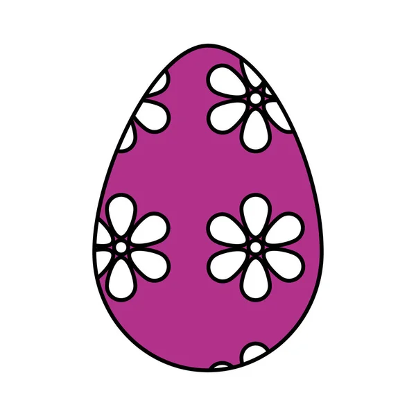 Huevo pintado feliz Pascua con flores — Vector de stock