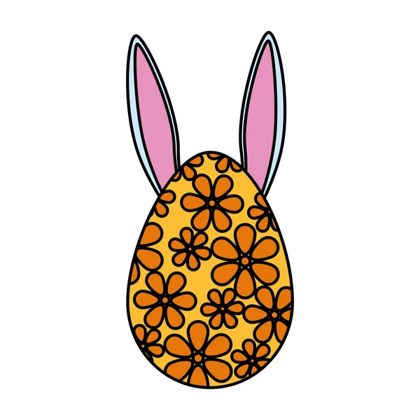Uovo dipinto con le orecchie di coniglio icona pasquale — Vettoriale Stock