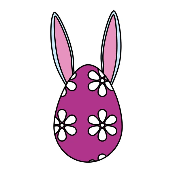 Ovo pintado com orelhas de coelho ícone de Páscoa — Vetor de Stock