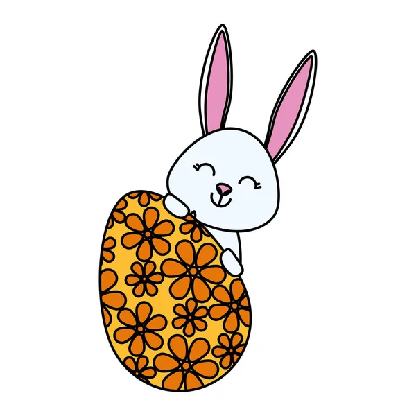 Lapin mignon avec oeuf de Pâques peint — Image vectorielle