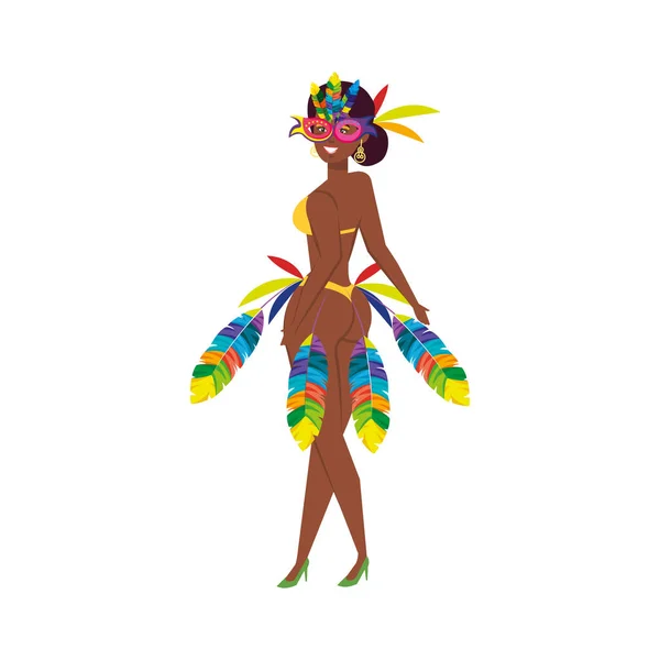 Beautiful black brazilian garota character — Stock Vector