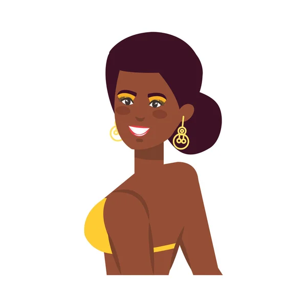 Bela mulher negra com maiô — Vetor de Stock
