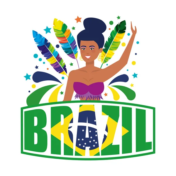 Linda Garota Brasileira Com Design Ilustração Vetorial Brasil —  Vetores de Stock